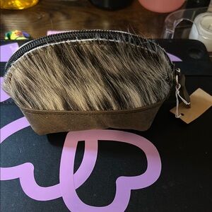Cow Print Multi Use Pouch faux fur